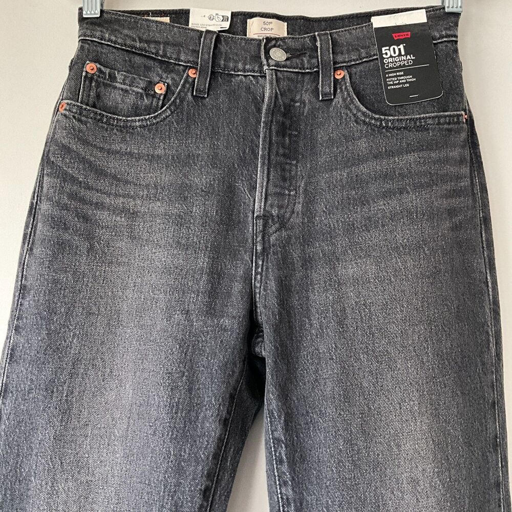 Levi's Premium 501 Crop Button Fly Straight Jeans 29 - Picture 9 of 11